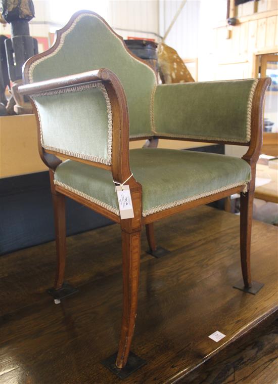 Edwardian inlaid mahogany armchair